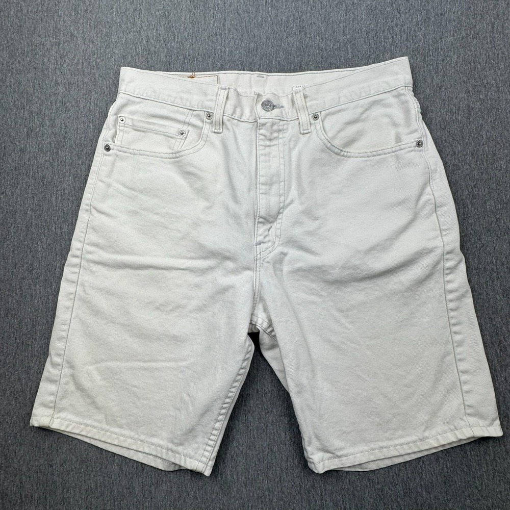Levi's 505 Regular Fit White Jean Shorts Mens 33x9 Denim USA 00s Y2K